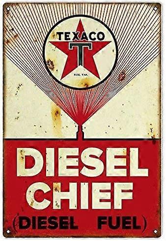 レトロヴィンテージテキサコディーゼルチーフガソリンメタルティンサインホームバーカフェレタウラントウォールデコレーションサイン 12x8 インチ