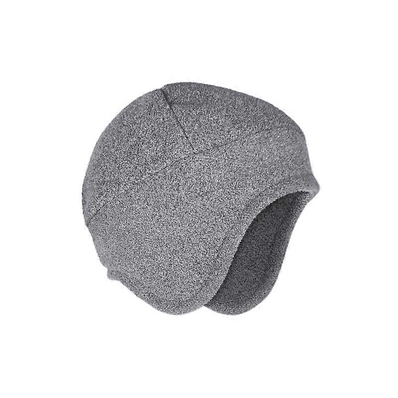 Men Hat Solid Color Ear Protection Autumn Winter Windproof No Brim Cap for Riding