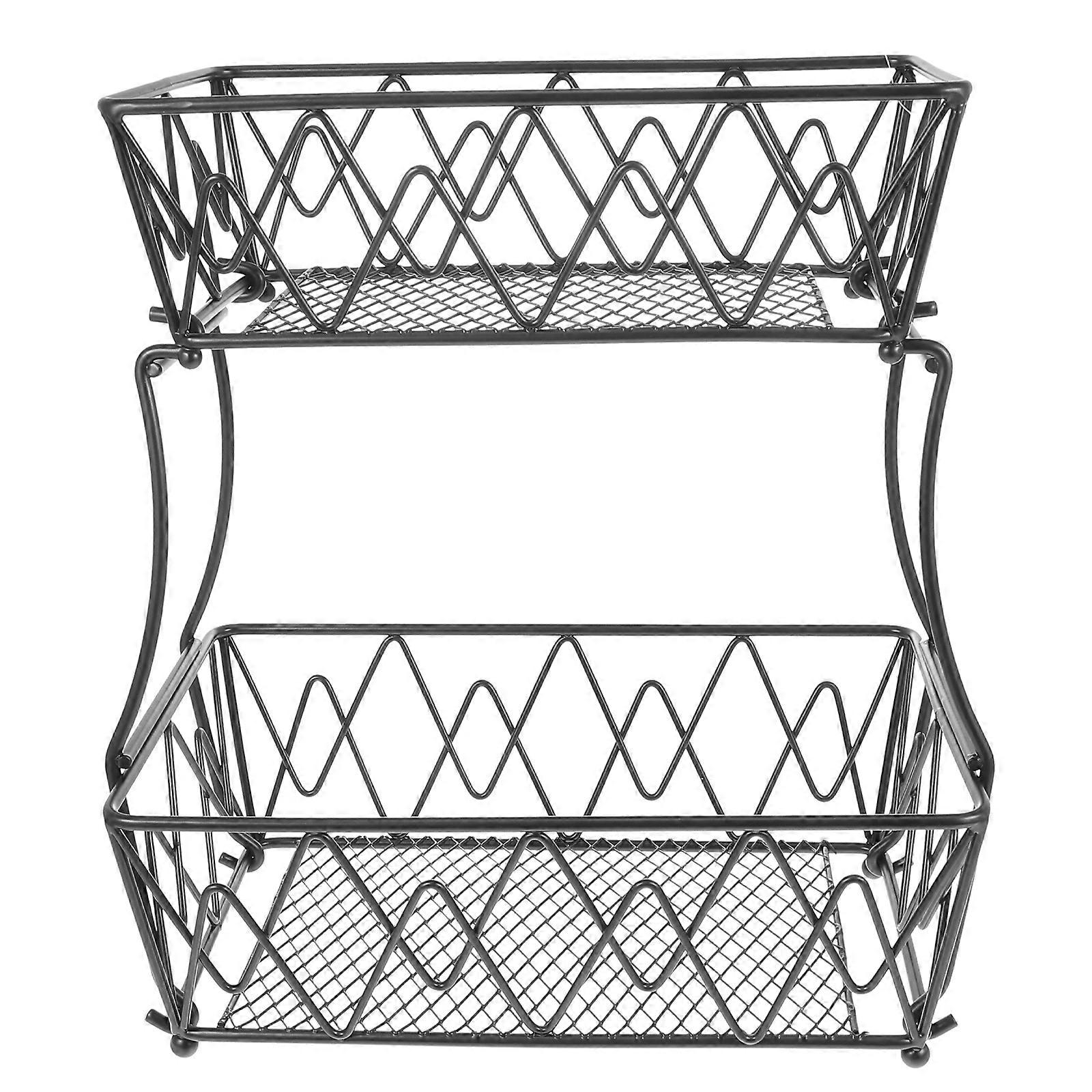 1Pc Double-layer Fruit Basket Vegetable Organizer Kitchen Fruit Storage Holder