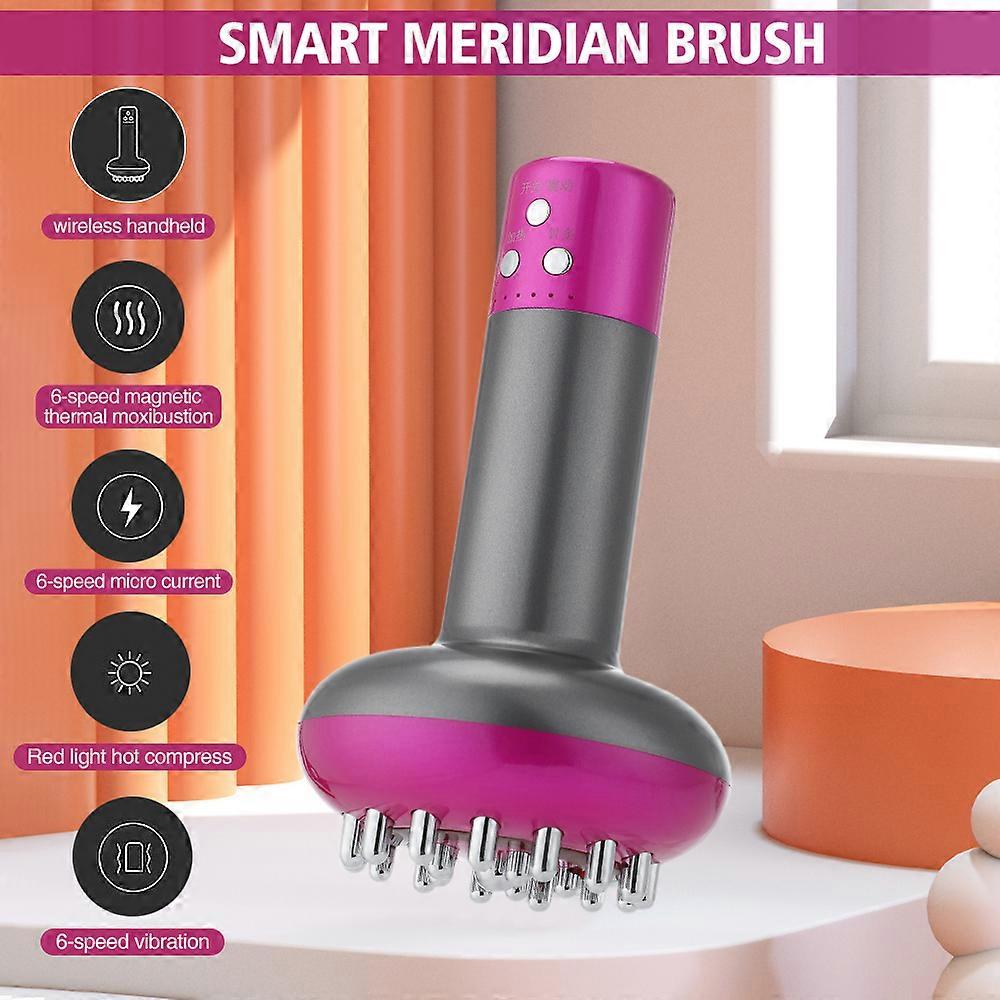 Electric Meridian Massager EMS Microcurrent Vibration Hot Compress Scraping Brush