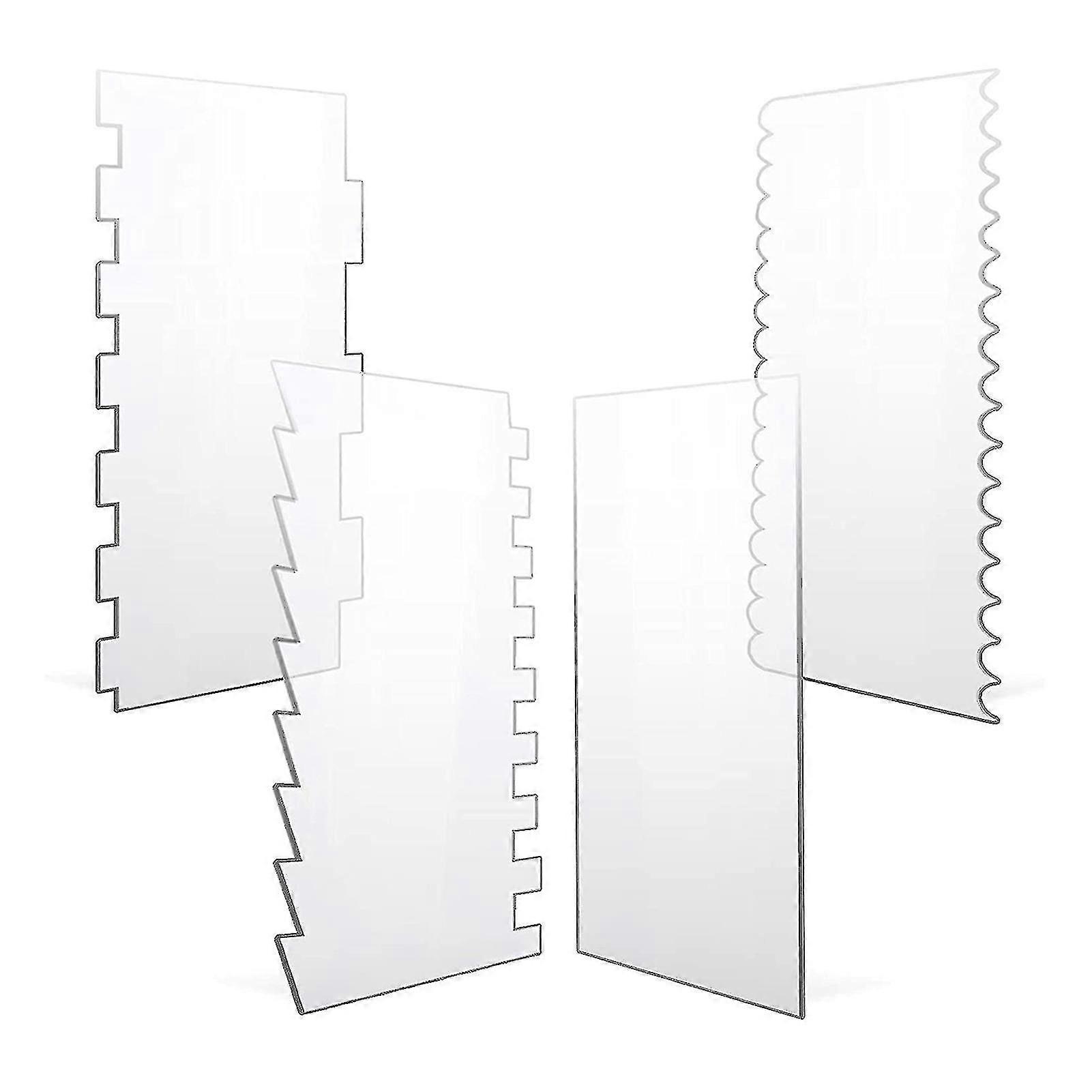 4pcs Clear Acrylic Cake Smoother Simple Design Scraper Without Handles For Making Beautiful Cake Edge