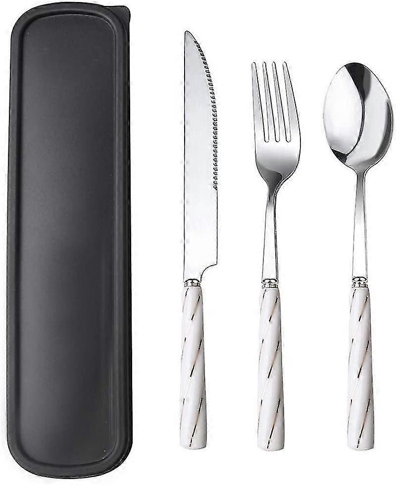 Flatware Set Portable Utensils Set 3pcs Stainless Steel Knife Fork Spoon Set