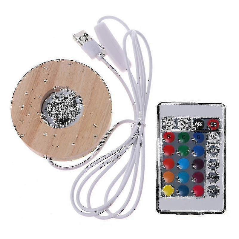 Resin Display Wood Led 12 Colors Rgb Adjustable Light Base With Remote Control