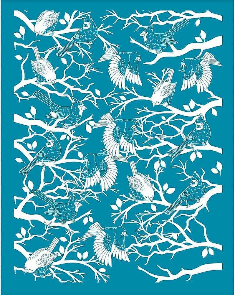 4x5 Inch Birds Clay Stencils Tree Branch Silk Screen for Polymer Clay Birds in Trees Silk Screen Stencils Mesh Transfer Stencils for Polymer Clay Jewe