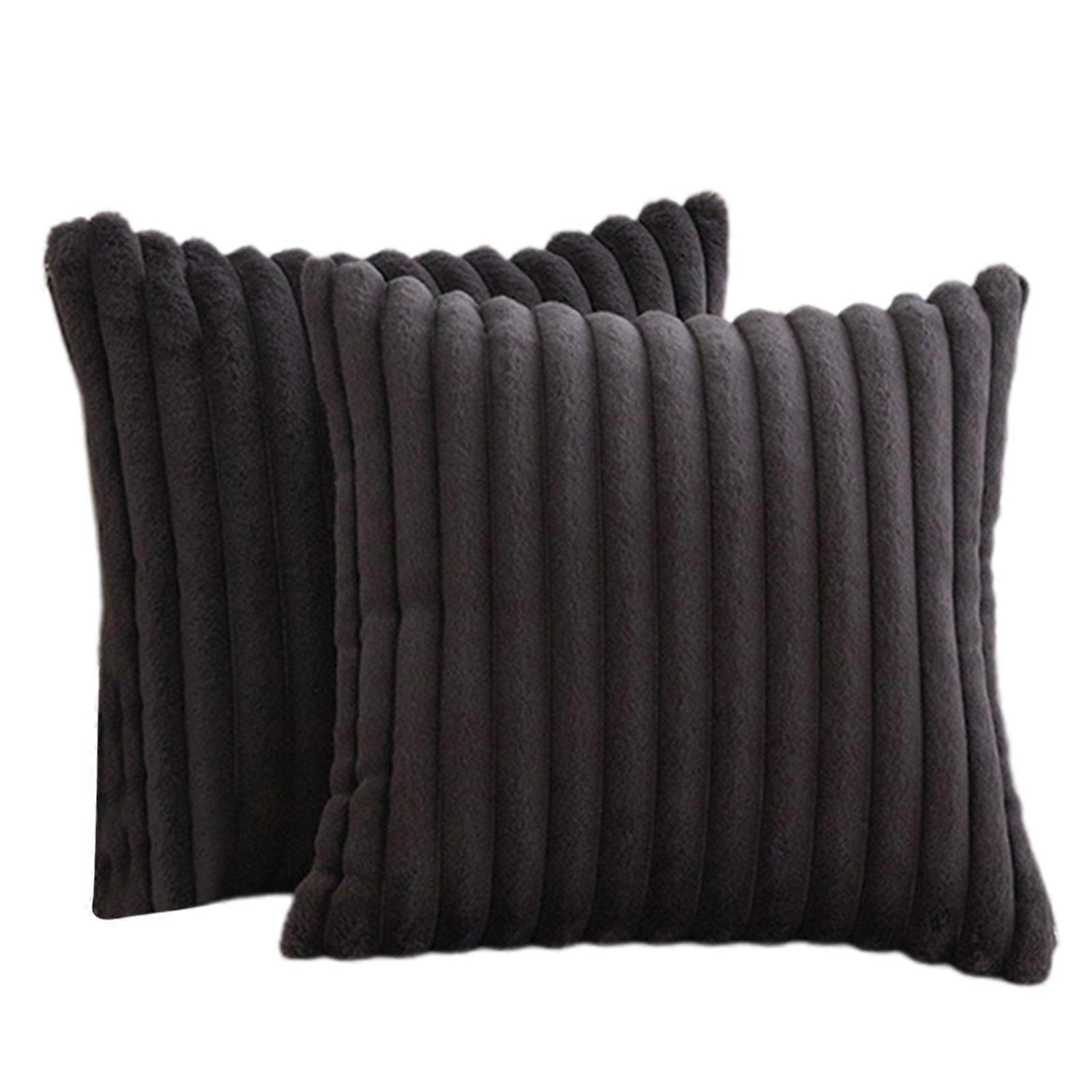 2pcs Fuzzy Striped Cushion Covers Faux Fur Throw Pillows Cover Soft Cozy Velvets Pillowcase for Couch Sofa Bed
