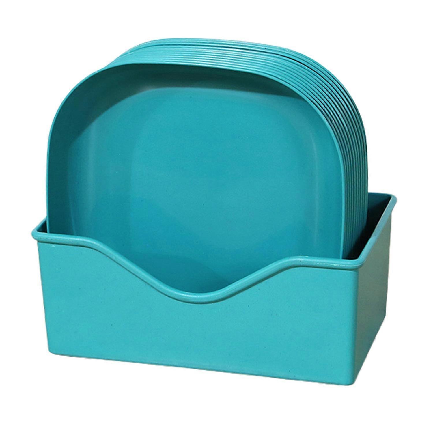 12Pcs Spit Bone Dish with Storage Holder Japanese Style Food Grade Plastic Square Solid Color