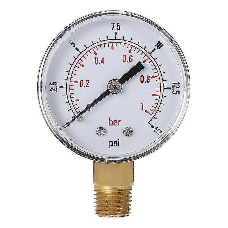 50mm 0~15psi 0~1bar Pool Filter Water Pressure Dial Hydraulic Pressure Gauge Meter Manometer 1/4" Npt Thread