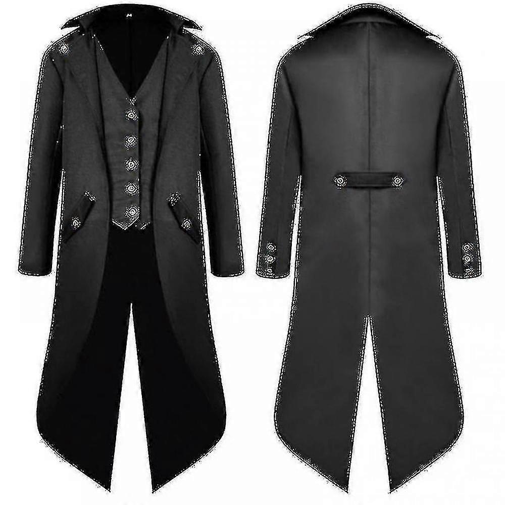 (احصل عليه) معطف بشق الذيل للرجال - معطف طويل مستوحى من العصور الوسطى Newway_SJJYV