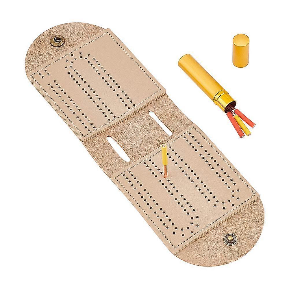PU Outdoor Cribbage Card Game Scoreboard Playing Card Game Scoring Board with Pegs Dark Goldenrod 124.5x84.5x34mm