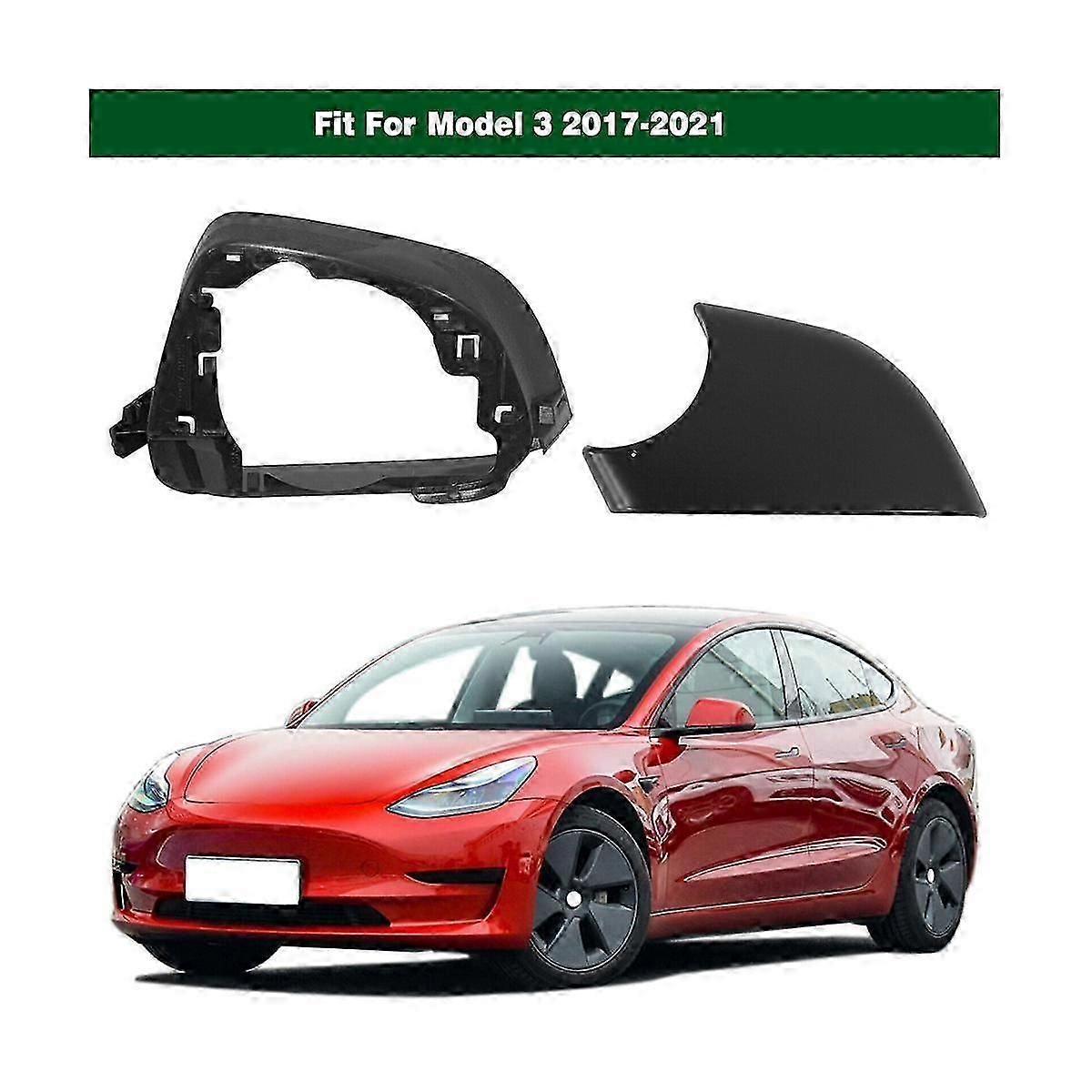 Car Right Side Door Mirror Lower Cover With Frame Black For 2017-2021