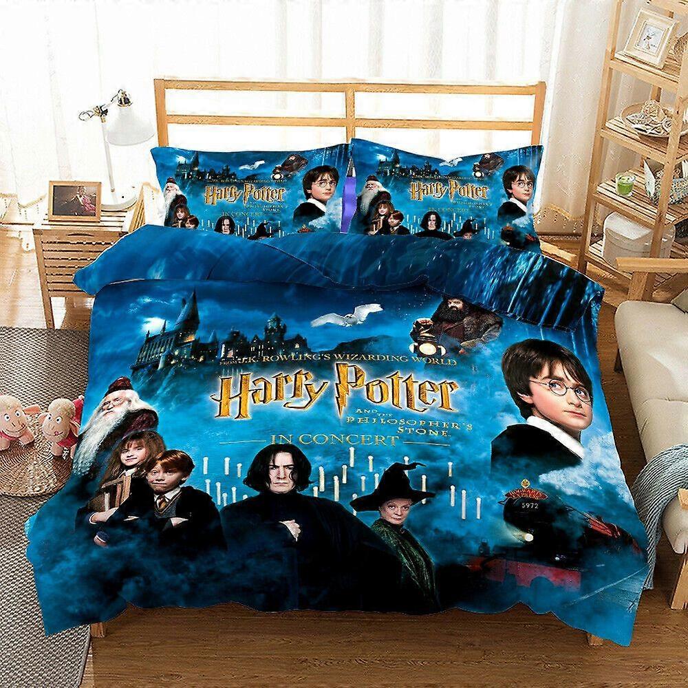 v298 ملاءات سرير مجموعة مفروشات مطبوعة بطبعة هاري بوتر بريطانية غطاء لحاف من 3 قطع لحاف غطاء وسادةمجموعة مفروشات من 3 قطع (1 غطاء لحاف + 2 وسادة) 