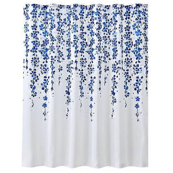 Yousheng Shower Curtain Soft Splash-proof Polyester Floral Printing Bathroom Drape for Daily Use