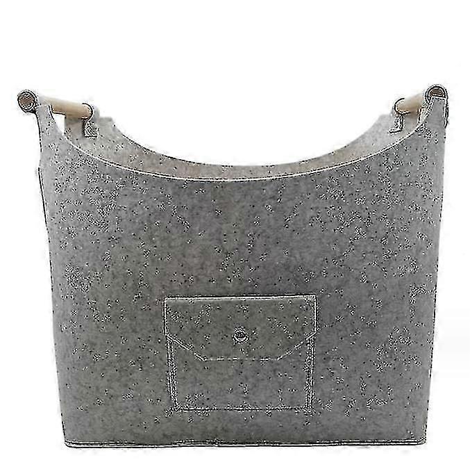 سلة خشبية كبيرة مع مقبض خشبي - سلة لباد للحطب والتسوق والصحف