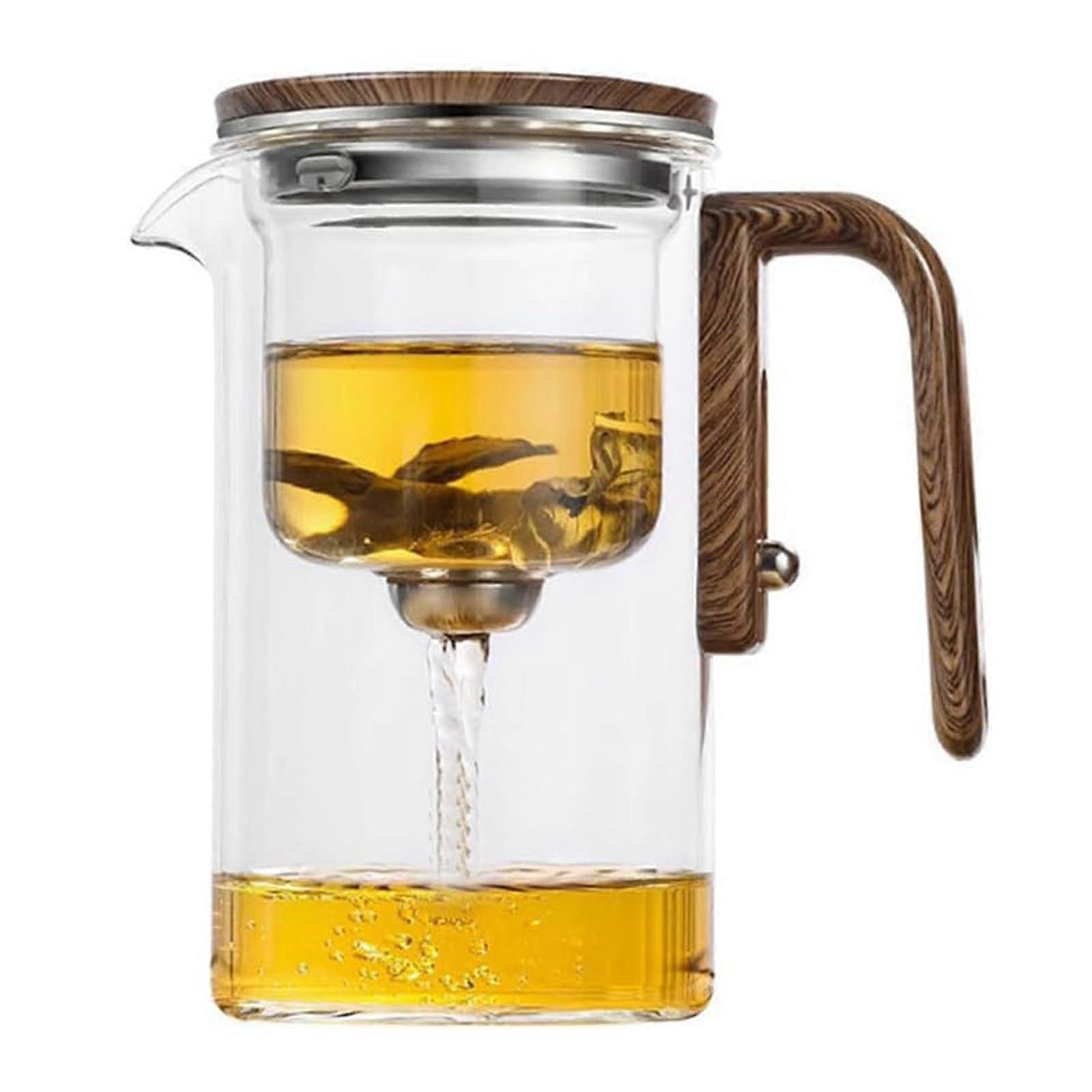 Magic Glass Teapot with Infuser, Water Separation Design, Wooden Handle, 720ml for Loose Tea.