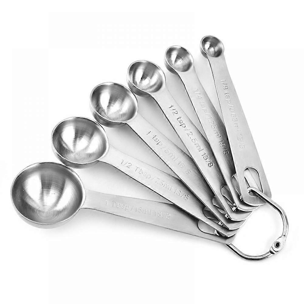 Measuring Spoons:stainless Steel Measuring Spoons Set Of 6 Piece: 1/8 Tsp, 1/4 Tsp, 1/2 Tsp, 1 Tsp, 1/2 Tbsp & 1 Tbsp Dry And Liquid Ingredients