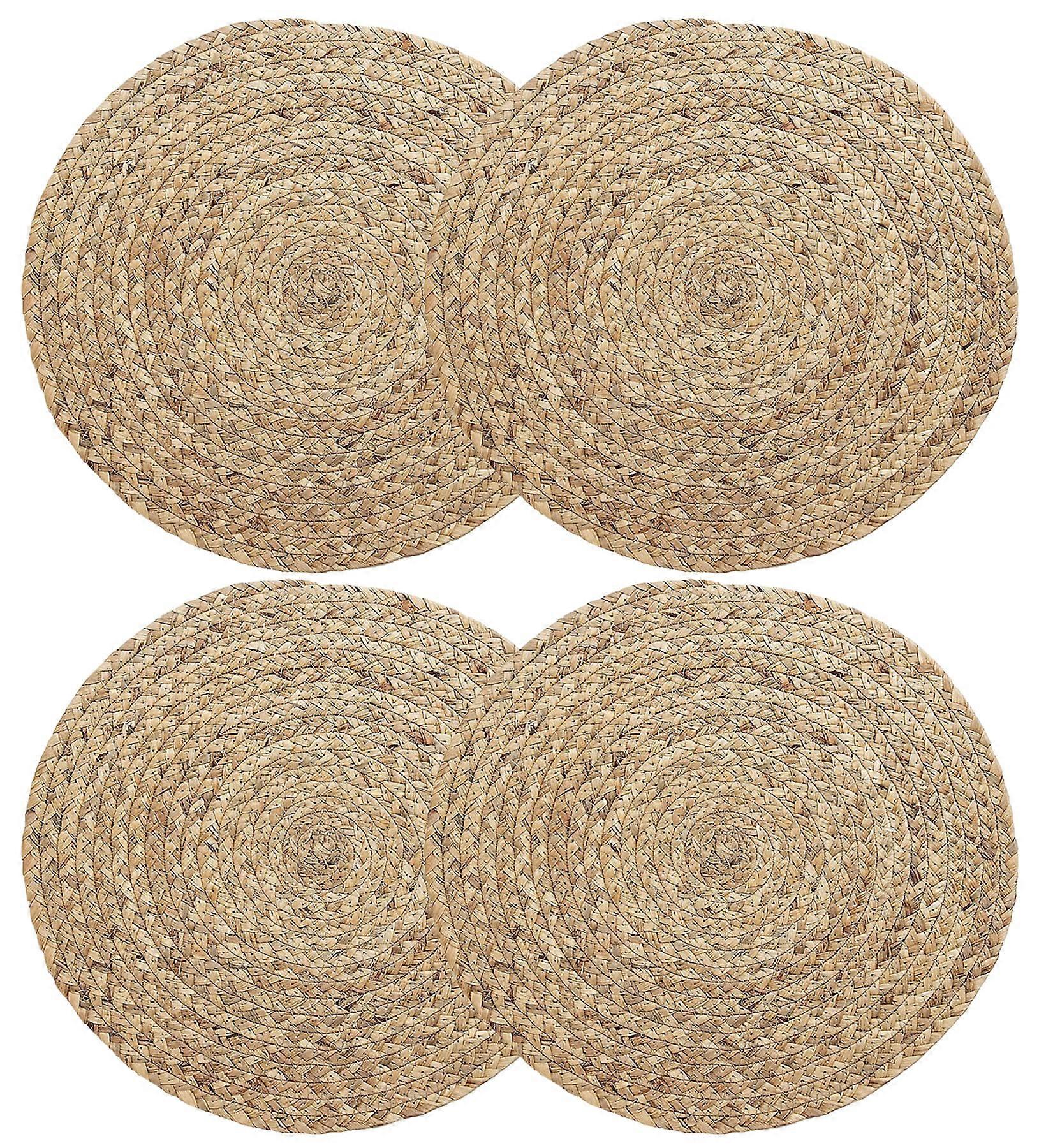 Round woven placemats natural wicker rustic table decor 13.8 inch