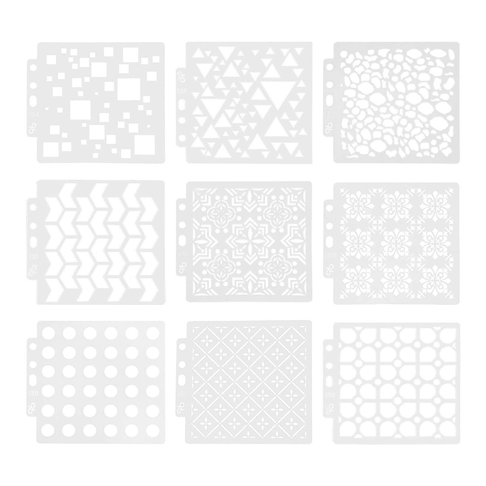 9pcs Stencil DIY Reusable Art Templates for Scrapbooking and Journals