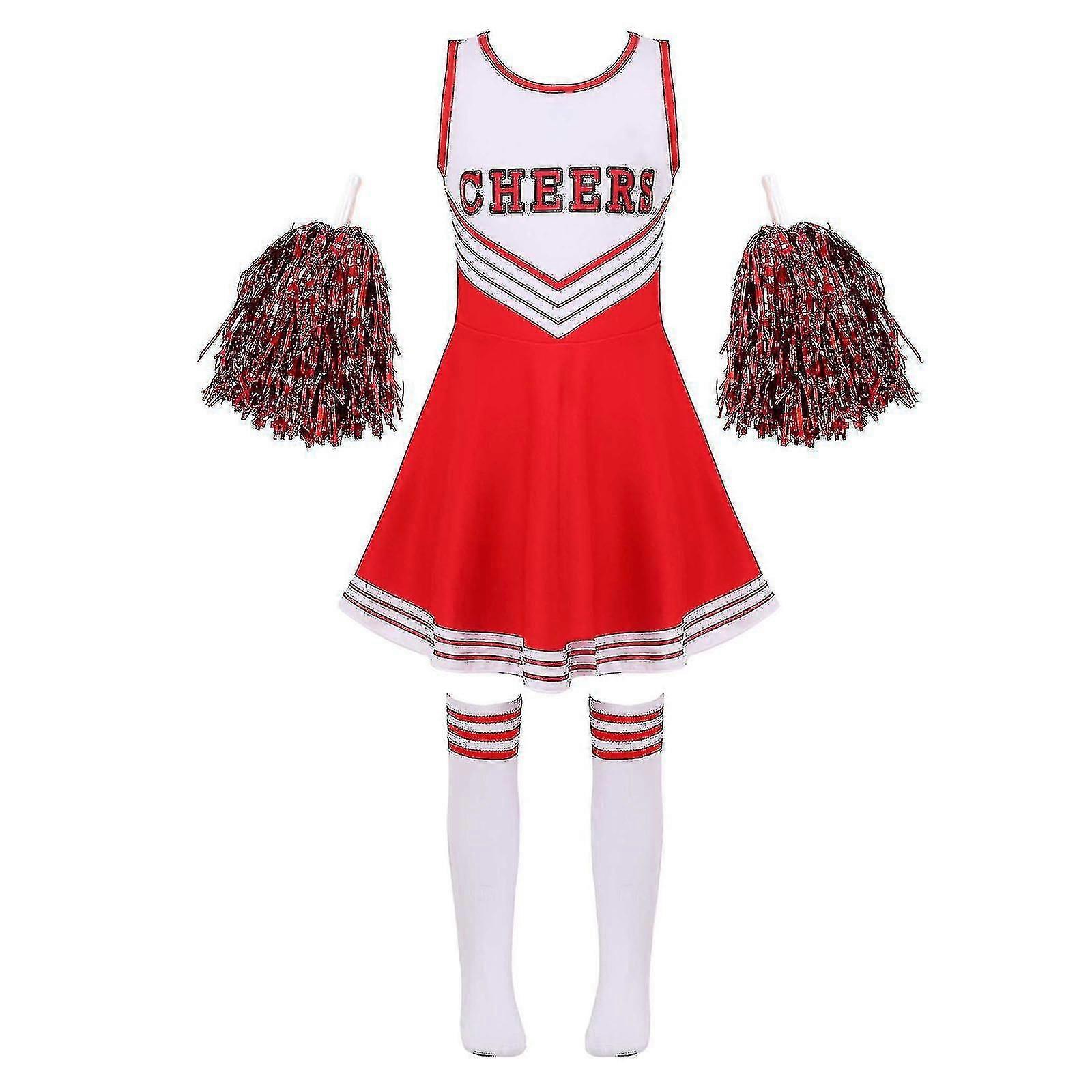 Chomel Girls Cheerleading Uniforms Children's Dance Uniforms Red