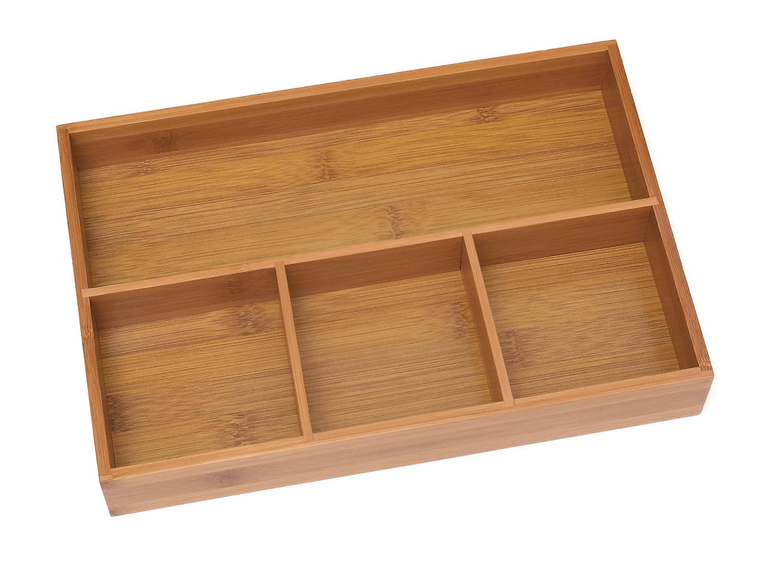 Bamboo Wood Organizer Tray for Storage 11.625" x 7.875" x 1.75" - Eco-Friendly Desktop Storage Solution