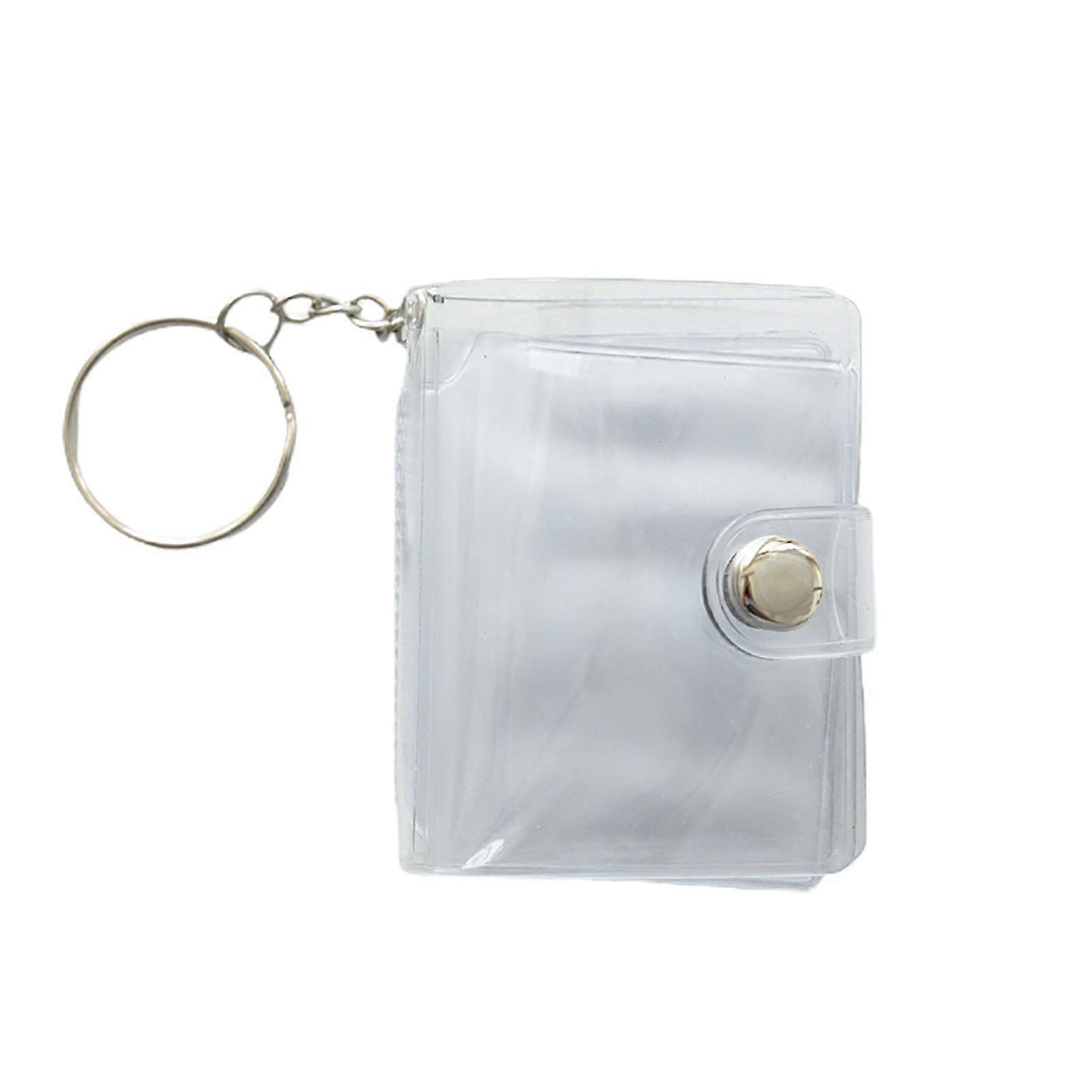 Mini Photo Album Flip Page Sequins Transparent Snap Hanging Ring 16 Pockets Card Photo Holder Memory Gift