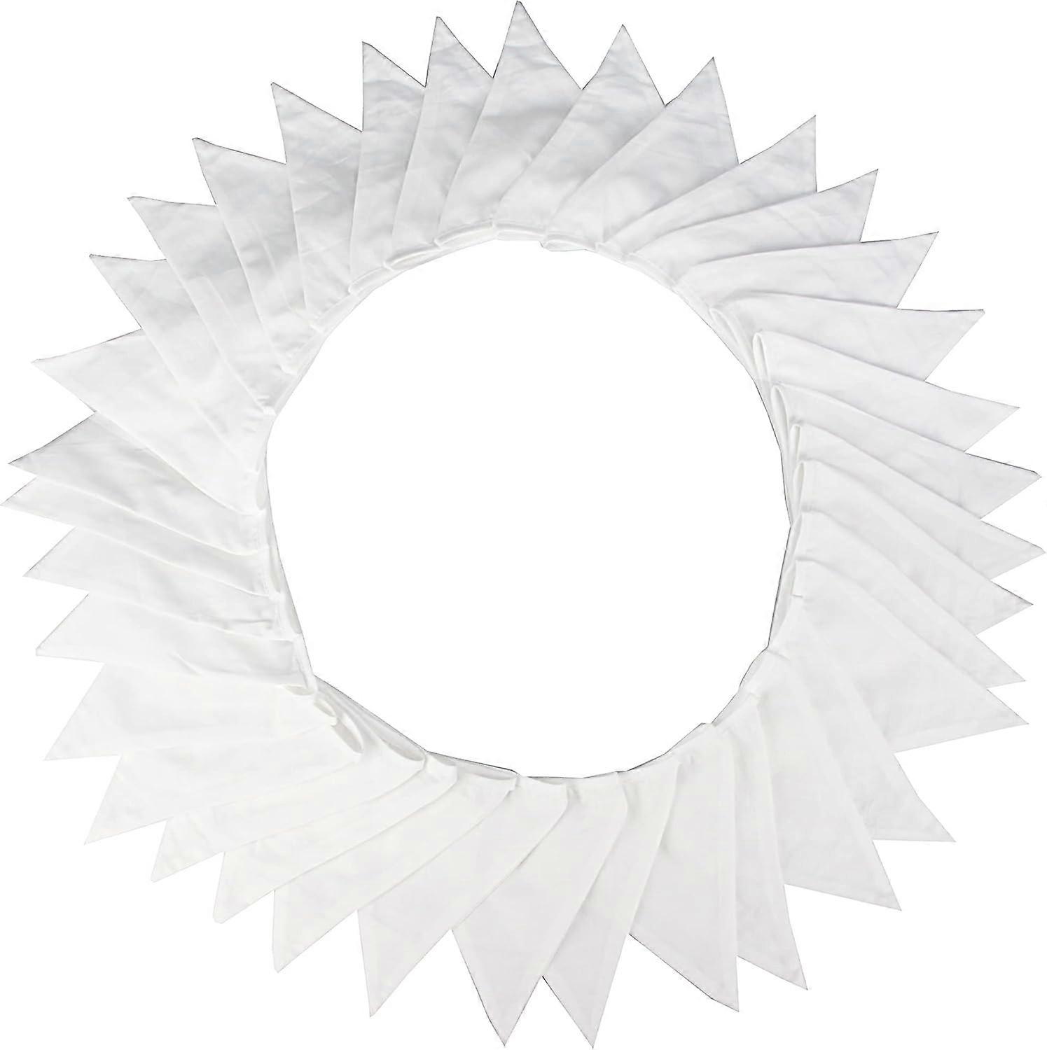 Decorative Solid Pennant Banners, Thickened Rope Triangle Flags With Elegant White Floral Designs