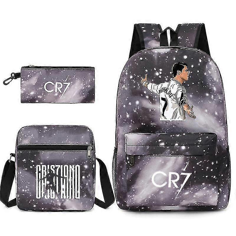 Mode Cr7 Tonårspojkar, Pojkar, Barn, Studenter, Skolväskor, Laptop Ryggsäckar, Tredelad Set