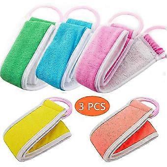 3pcs Loofahs Back Scrub Loofah Double Sided Shower Exfoliator Scrubbing Strap Body Bath Sponge-Good