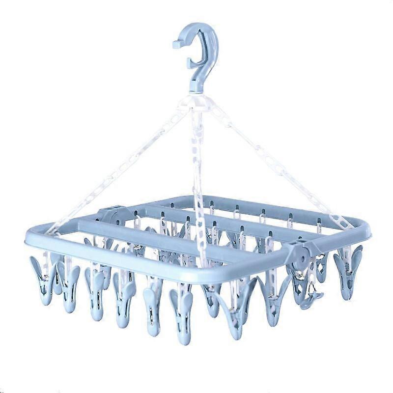 1PC-Folding hanger-32 clips Nordic blue