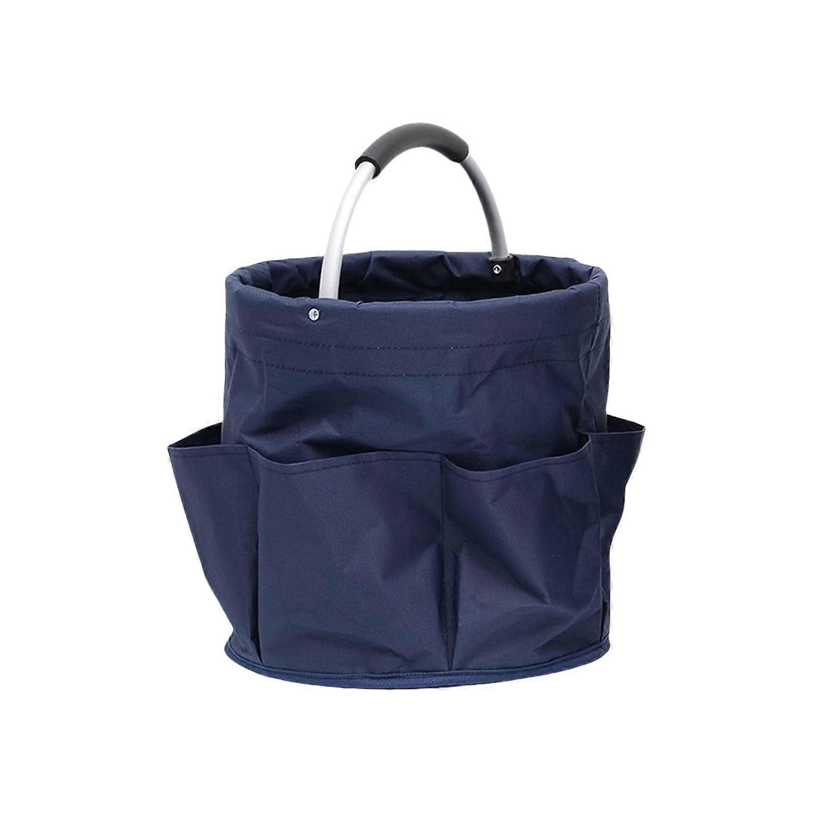 Splashproof Grocery Basket Collapsible Picnic Basket with EVA Handle Storage Basket for Picnic Multifunction Tool Bag  Navy blue