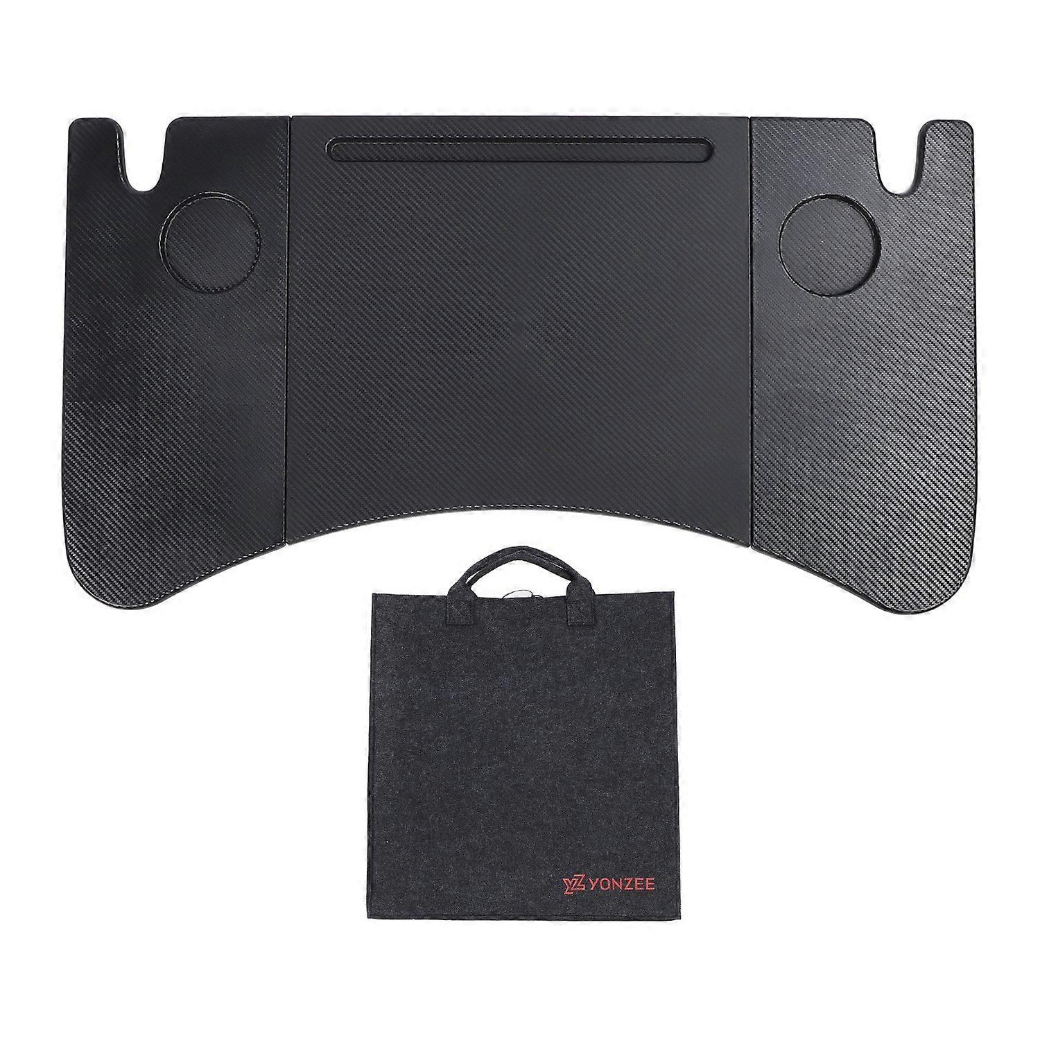 Car Laptop Desk Carbon Fiber Style Multifunctional Foldable Food Table Tray for Dining Work Outdoor