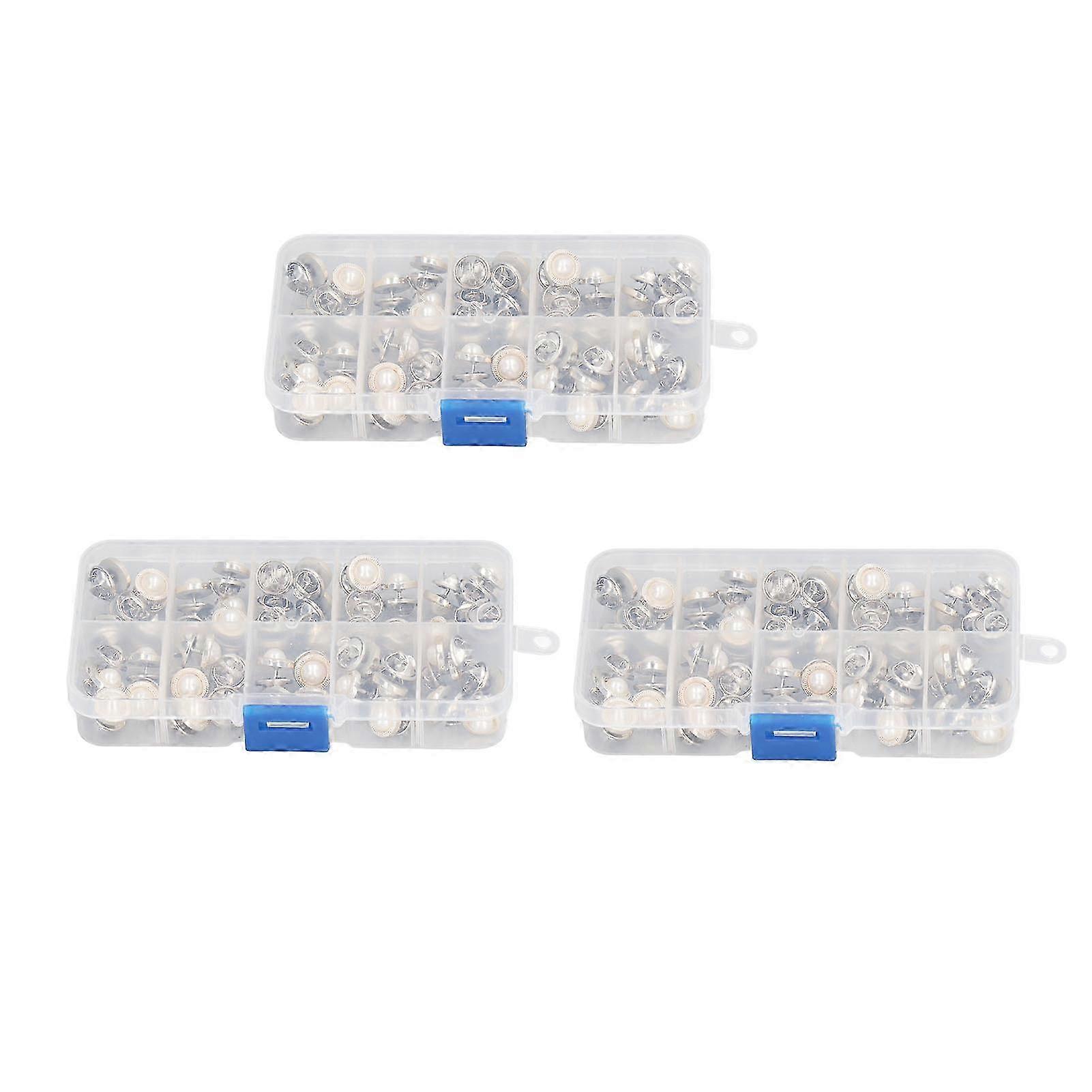 150 Pcs Button Pins Anti Emptied Removable Corrosion Resistant Decorative Brooch Buckle with Storage Box for DIY Sweater Round Pearl Point Edge