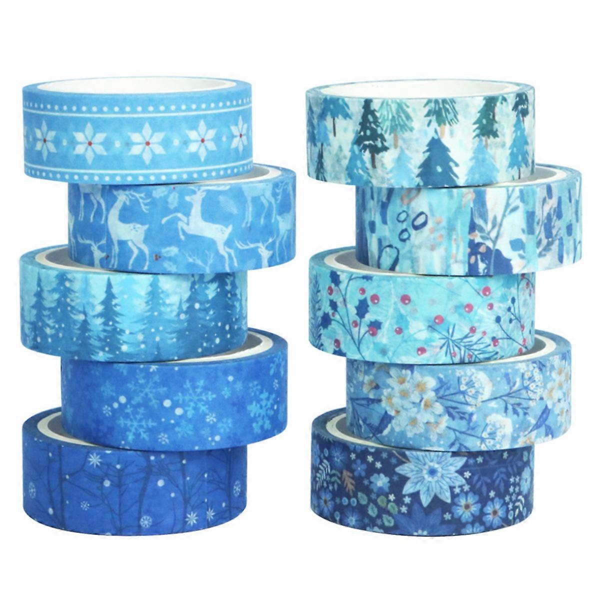 Festive Winter Washi Tape, Vibrant Addition To Photo Frames, Journals, Make-up, Gift Wrap, 10 Different Patterns Including Snowflake, Deer, Plum,