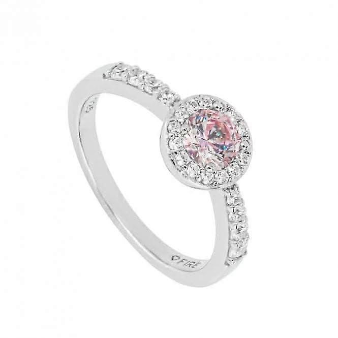 圆形浅粉色氧化锆密镶环