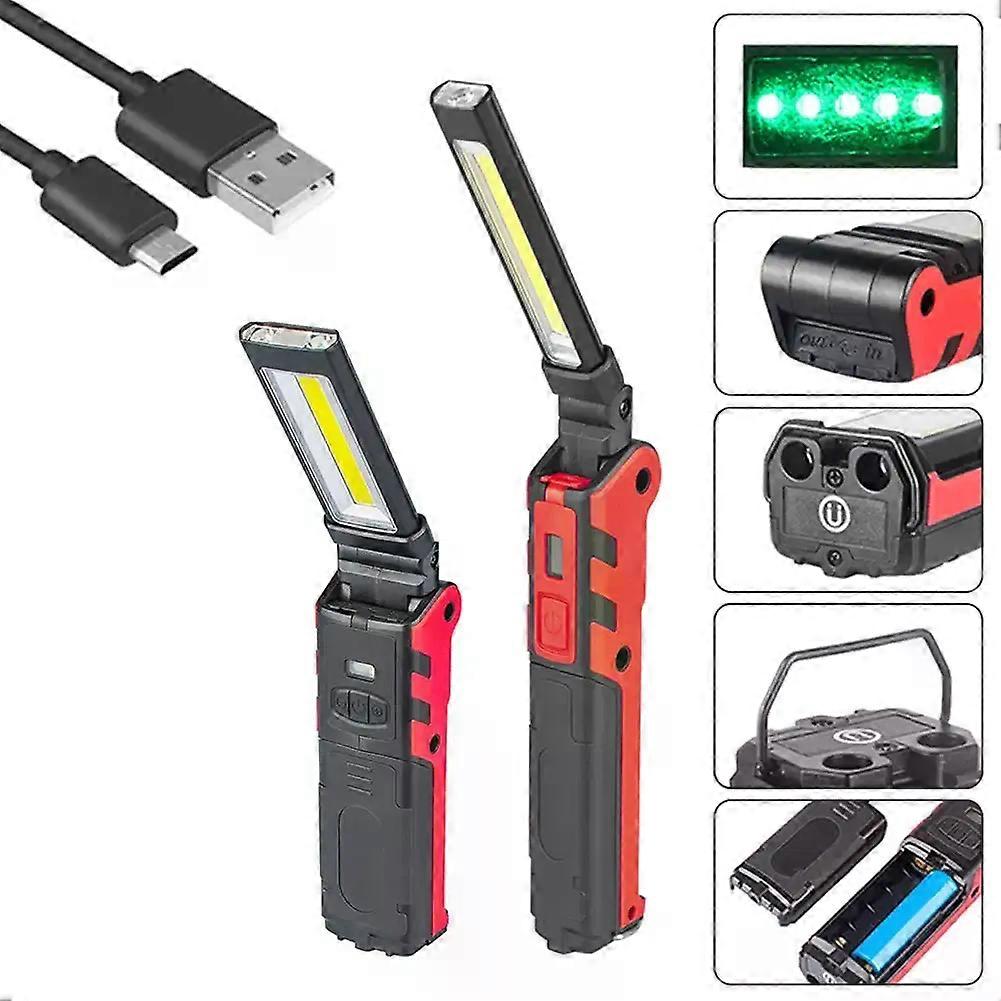 Car Repair COB LED Work Light Dimmable USB Rechargeable LED Flashlight Inspection Lamp With Magnetic Hook Power Bank Torch