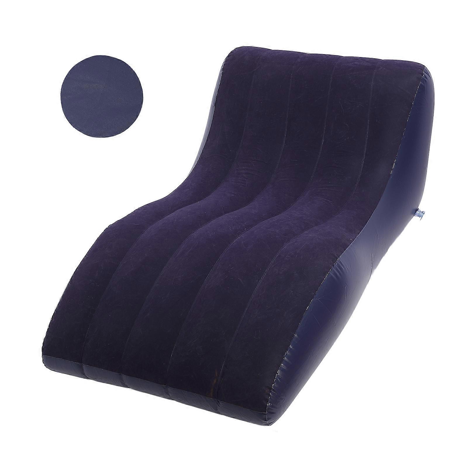 Inflatable Lounger Sofa PVC Comfortable Portable Sleeping Camping Sofa Bed for Home Picnics Hiking Park Travel Navy Blue