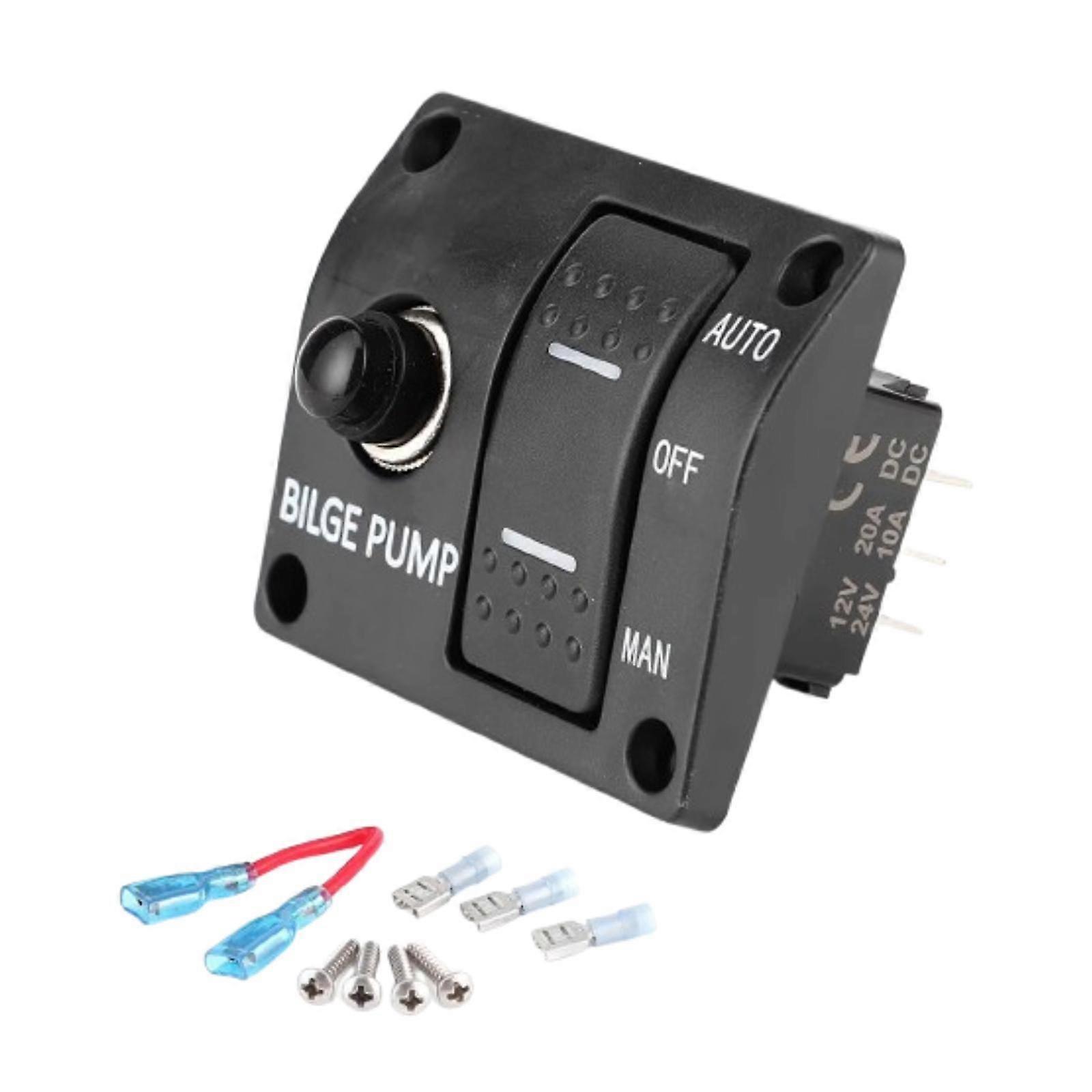 3 Way Bilge Pump Switch Panel for DC Bilge Pump with LED Indicator Replace