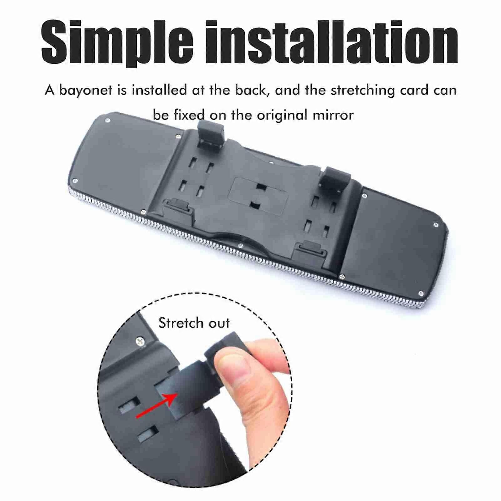 בלינג ריינסטון קריסטל מראה אחורית לרכב 27.5x8.5 ס"מ ורוד/כסף