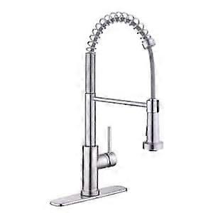 Stainless Steel Kitchen Faucet Pull-Down Sprayer Single-Handle Deck-Mounted Brushed Finish Modern Style