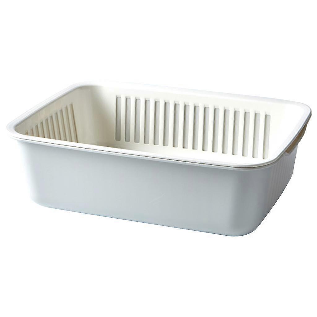 2 In 1 Kitchen Strainer Colander Set Household Double Layer Drainer Plastic Vegetable Washing Bowl Fruit Drain Basket  grey