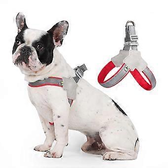 No Pull Dog Harness, passo in imbracatura imbottita in rete riflettente, imbracatura regolabile per animali domestici (rosso)