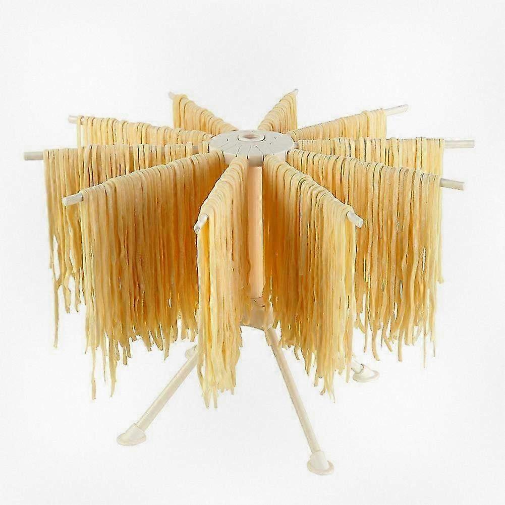 Foldable Pasta Drying Rack for Kitchen - 10-Arm Plastic Storage Solution, Easy Setup & Space-Saving Design (White)