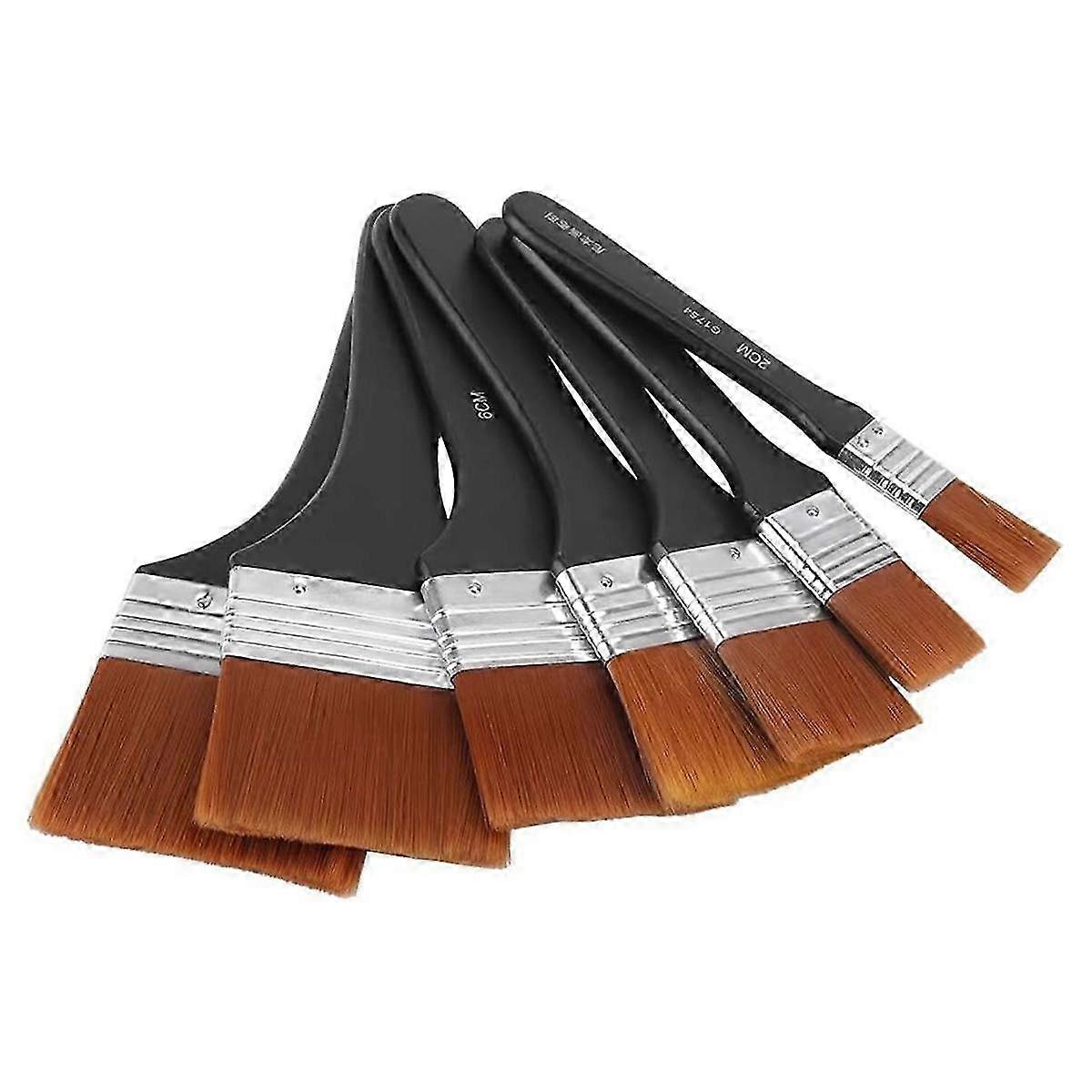 Nylon Paint Brush Handles Set with 7 Pieces Flat and Board Brushes Ideal for Timber Wall Painting