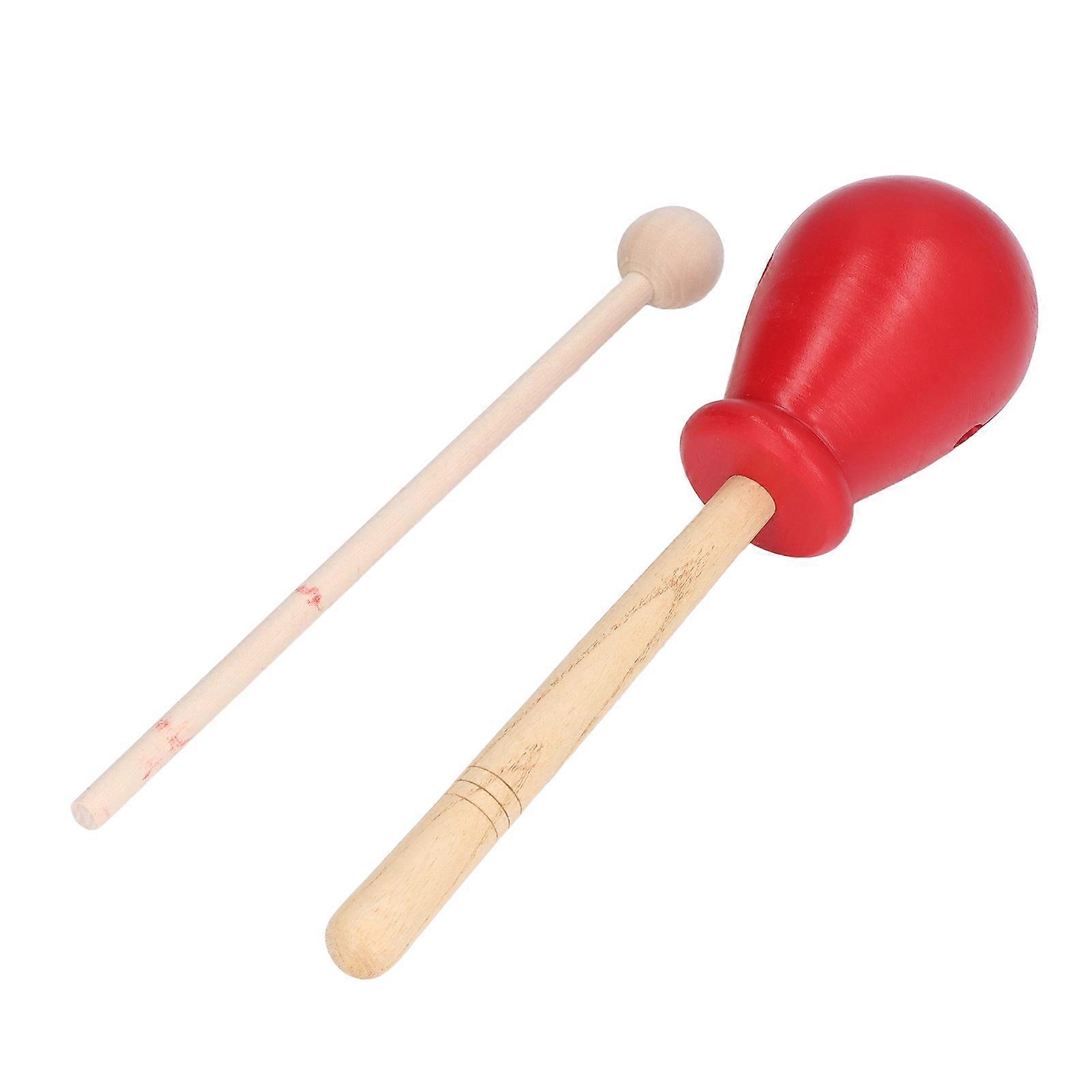 Red Wood Guiro Percussion Instrument Hand Painted Solid Wood