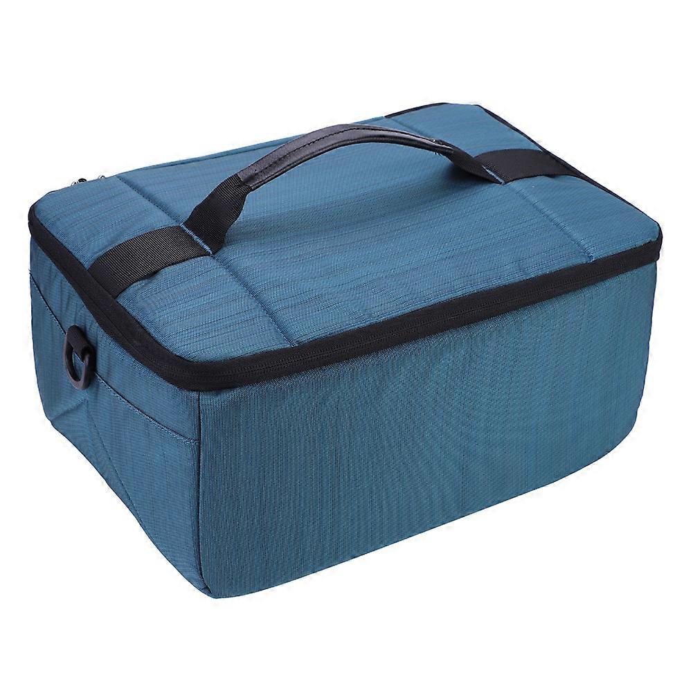 Fordable Protective Insert Partition Handle Camera Lens Bag Case Pouch (Blue)