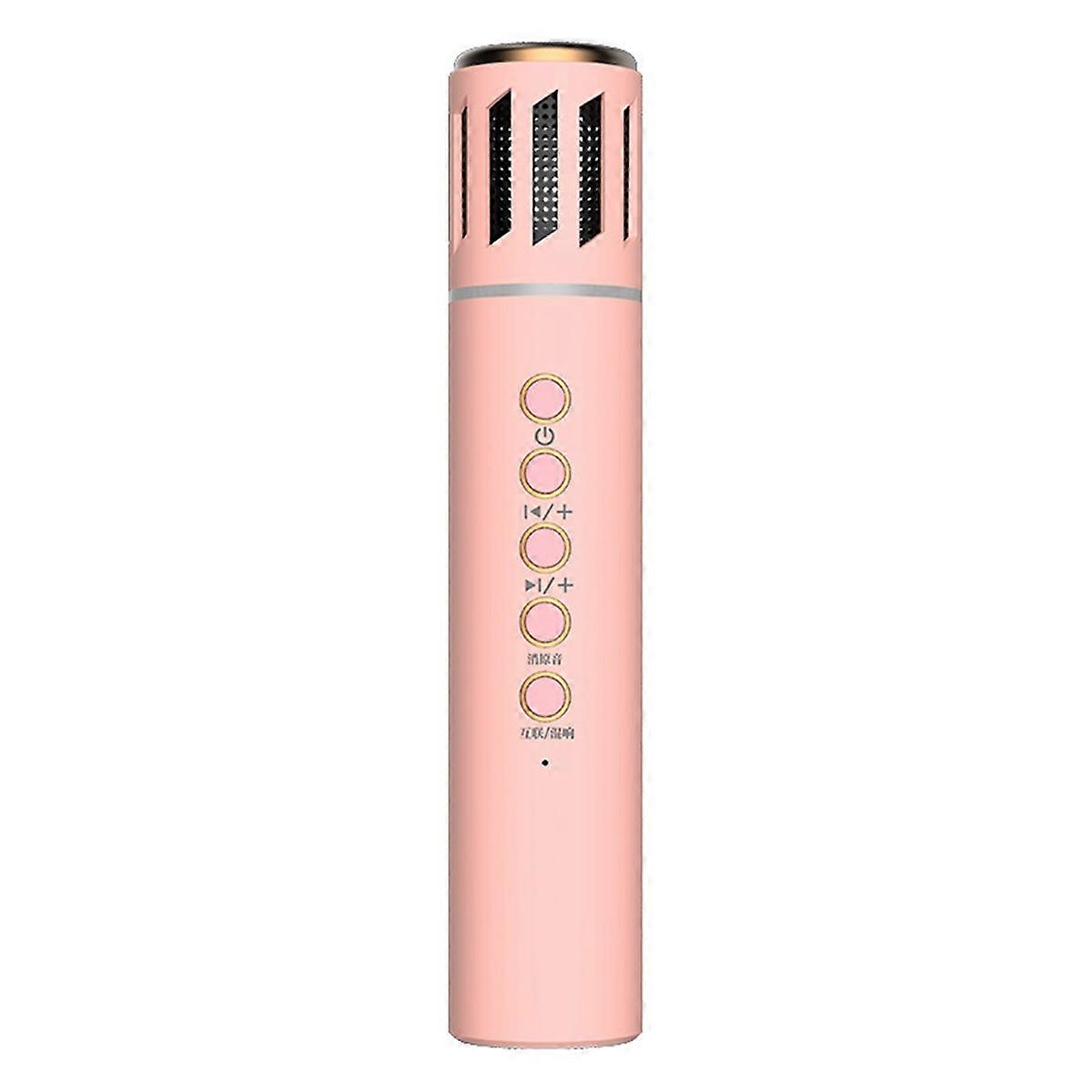 Wireless Bluetooth Portable Hand-Held Mic for Home KTV Audio Pink