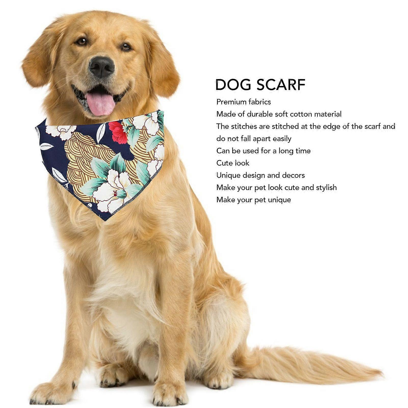 ペットバンダナかわいいプリントソフトで快適な洗える綿犬よだれかけスカーフ写真パーティー旅行用71x50x50cm / 28.0x19.7x19.7in