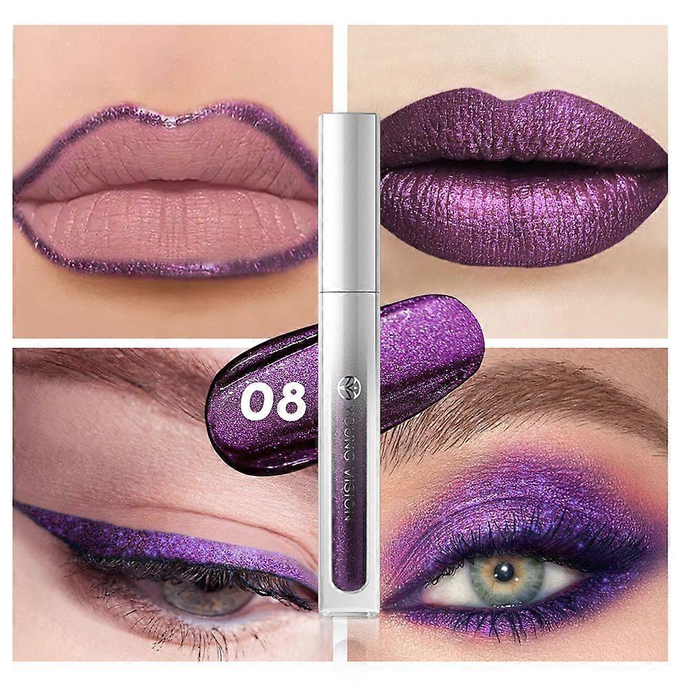 Lipgloss in 15 schimmernden Farben, antihaftbeschichteter Lipgloss, Face Multi-Purpose Pearlescent Liquid Eyeshadow, langanhaltende, wasserfeste, wischfeste Flüssigkeit L