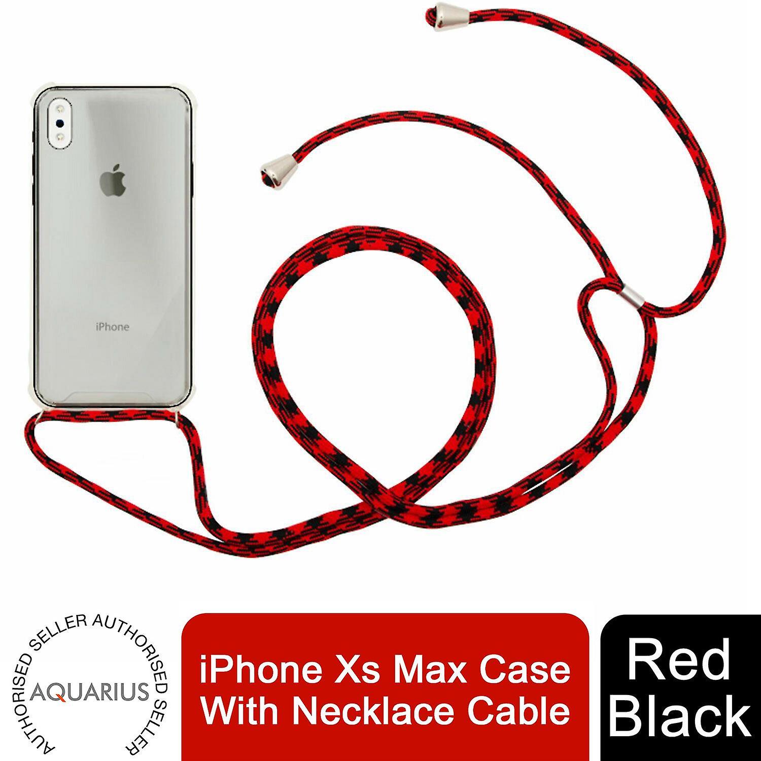 Aquarius iPhone Xs Max Case With Necklace Cable Red/Black