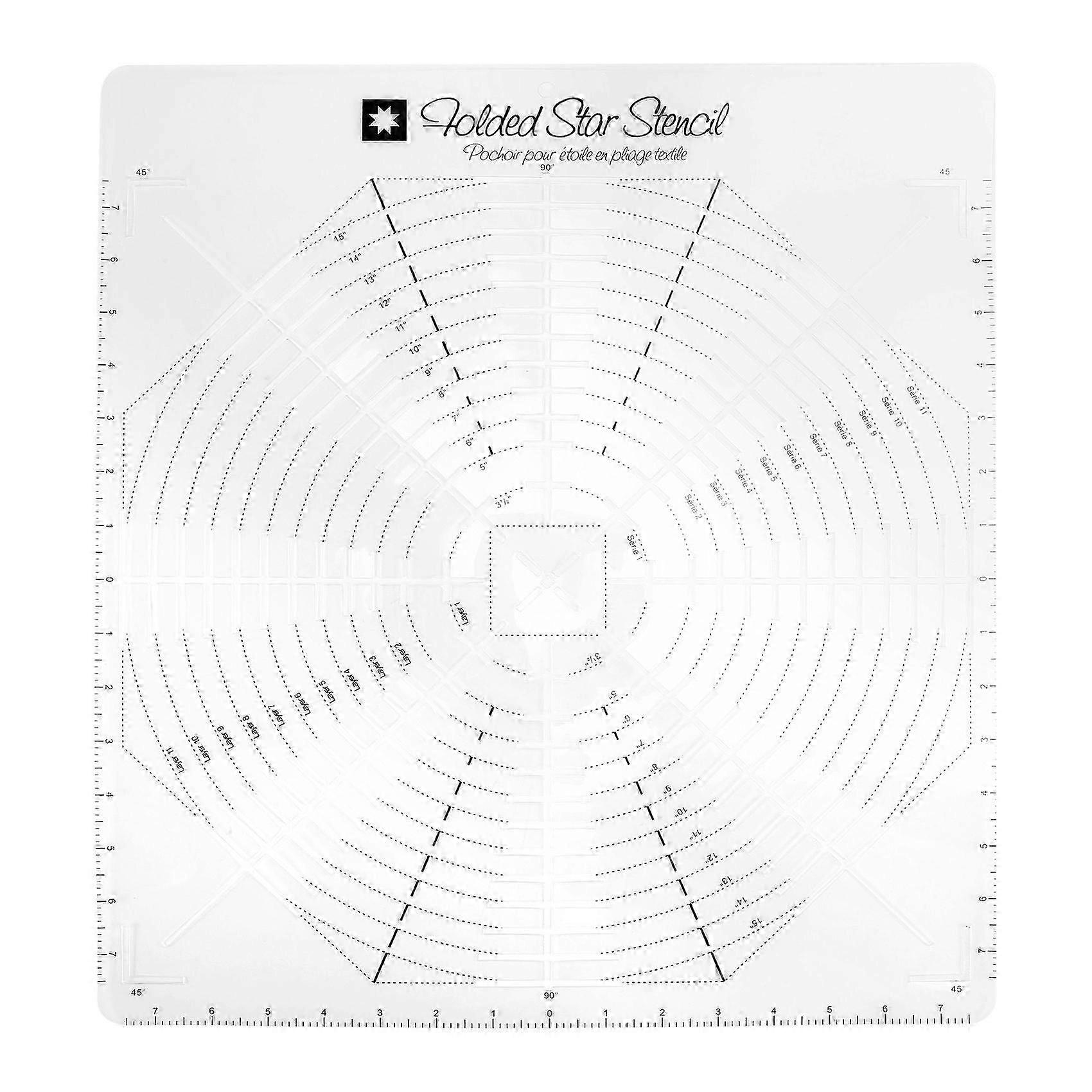 Folded Star Guide Template for Fabric, Printed Interfacing Templates Made for Use with Round or Squ