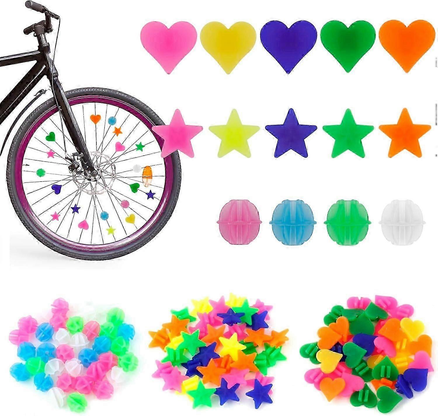144 Pieces Colorful Bicycle Spokes Bicycle Accessories Kids,Bicycle Reflective Oak Clicker, Bicycle Spokes Decorations